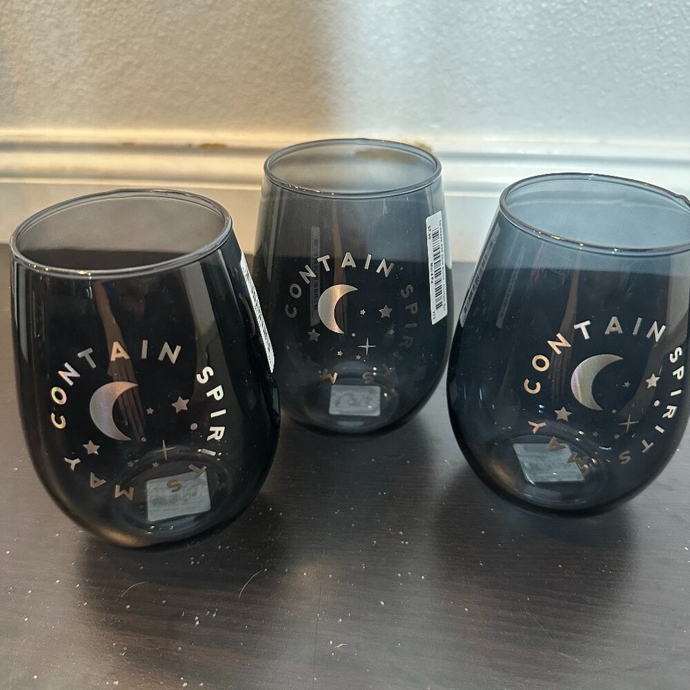 New Halloween Black Moon Night Sky Glass Cup 3 Set